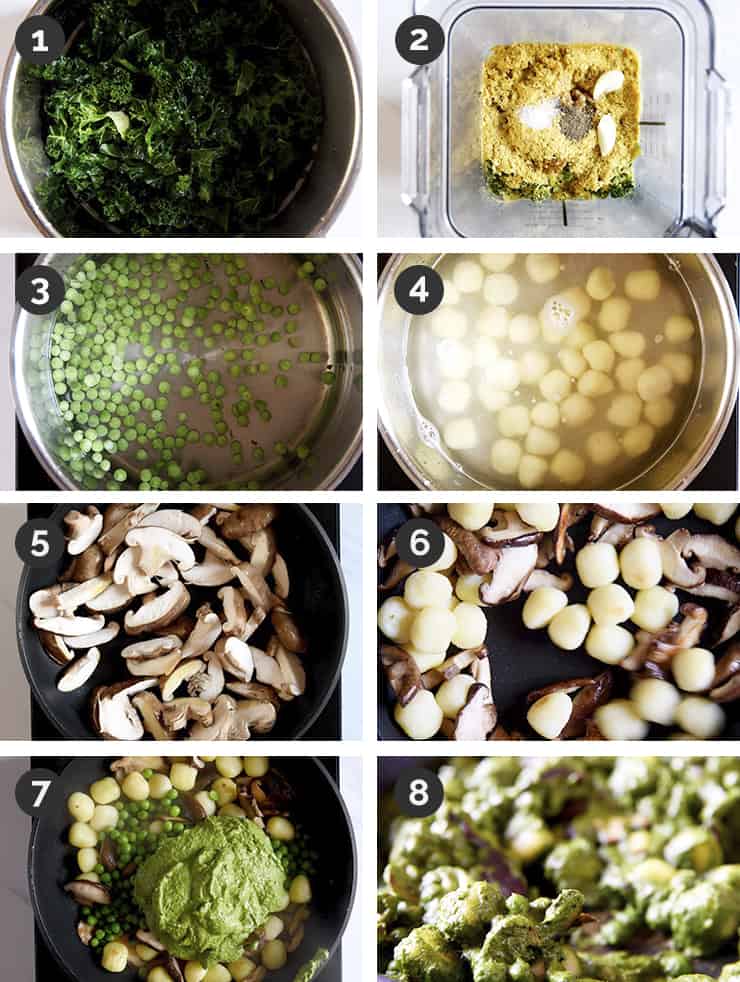Fotos de cómo hacer ñoquis con pesto de kale vegano