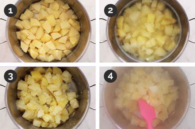 Fotos paso a paso de cómo preparar puré de patatas vegano desde cero