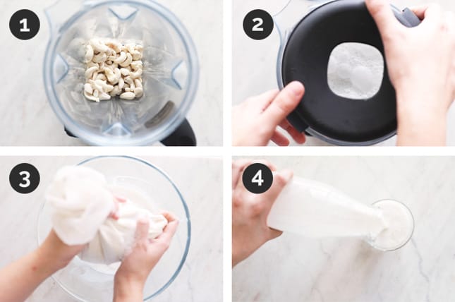 Fotos paso a paso de cómo hacer leche de anacardos en casa