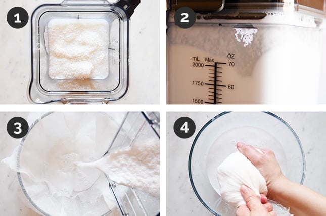 Fotos paso a paso de cómo hacer leche de coco