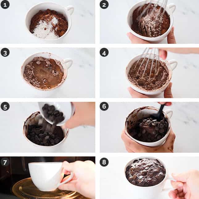 Fotos de cómo hacer mug cake vegano paso a paso