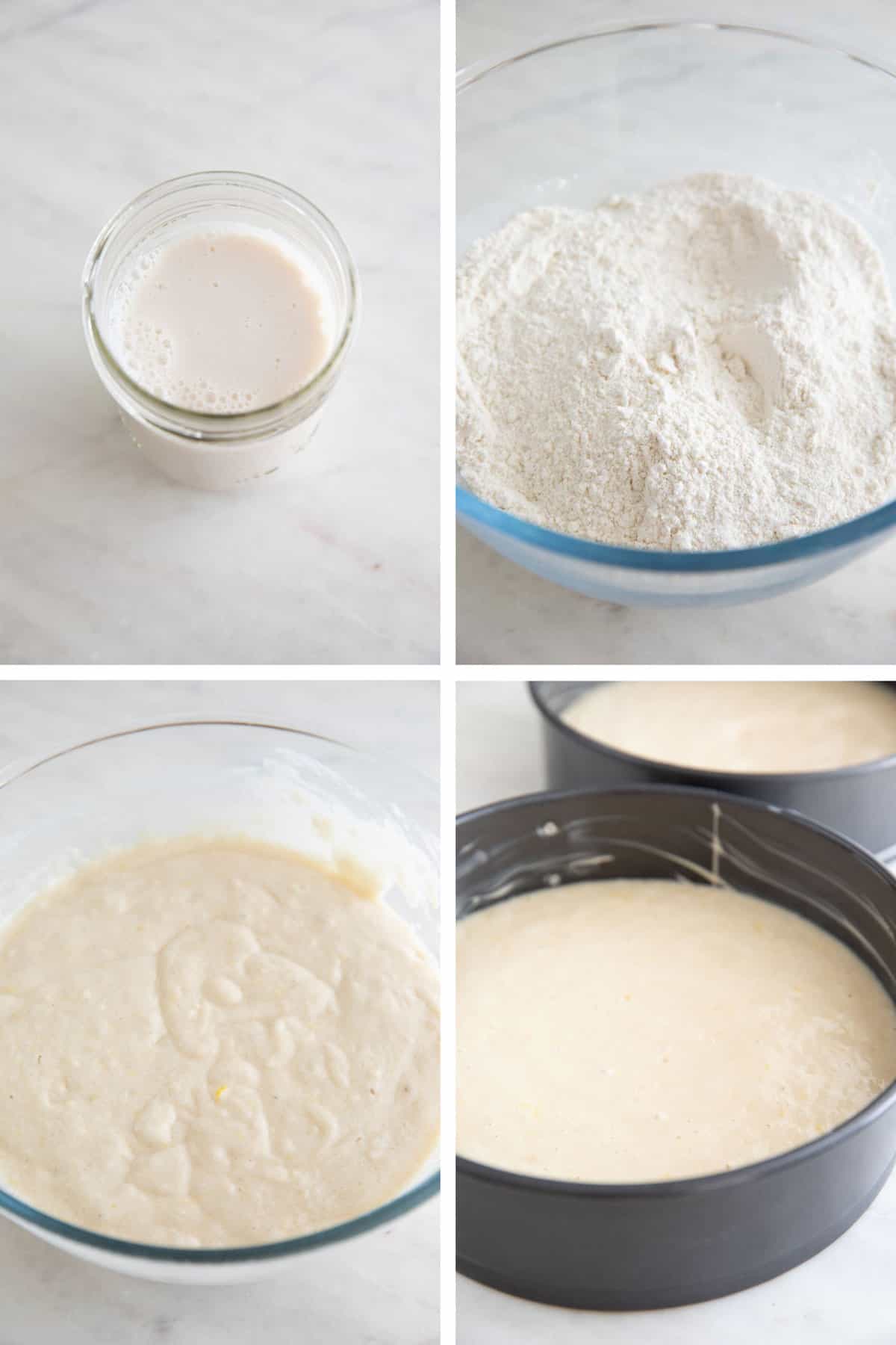 Collage de fotos del paso de paso de cómo hacer una tarta de limón vegana.