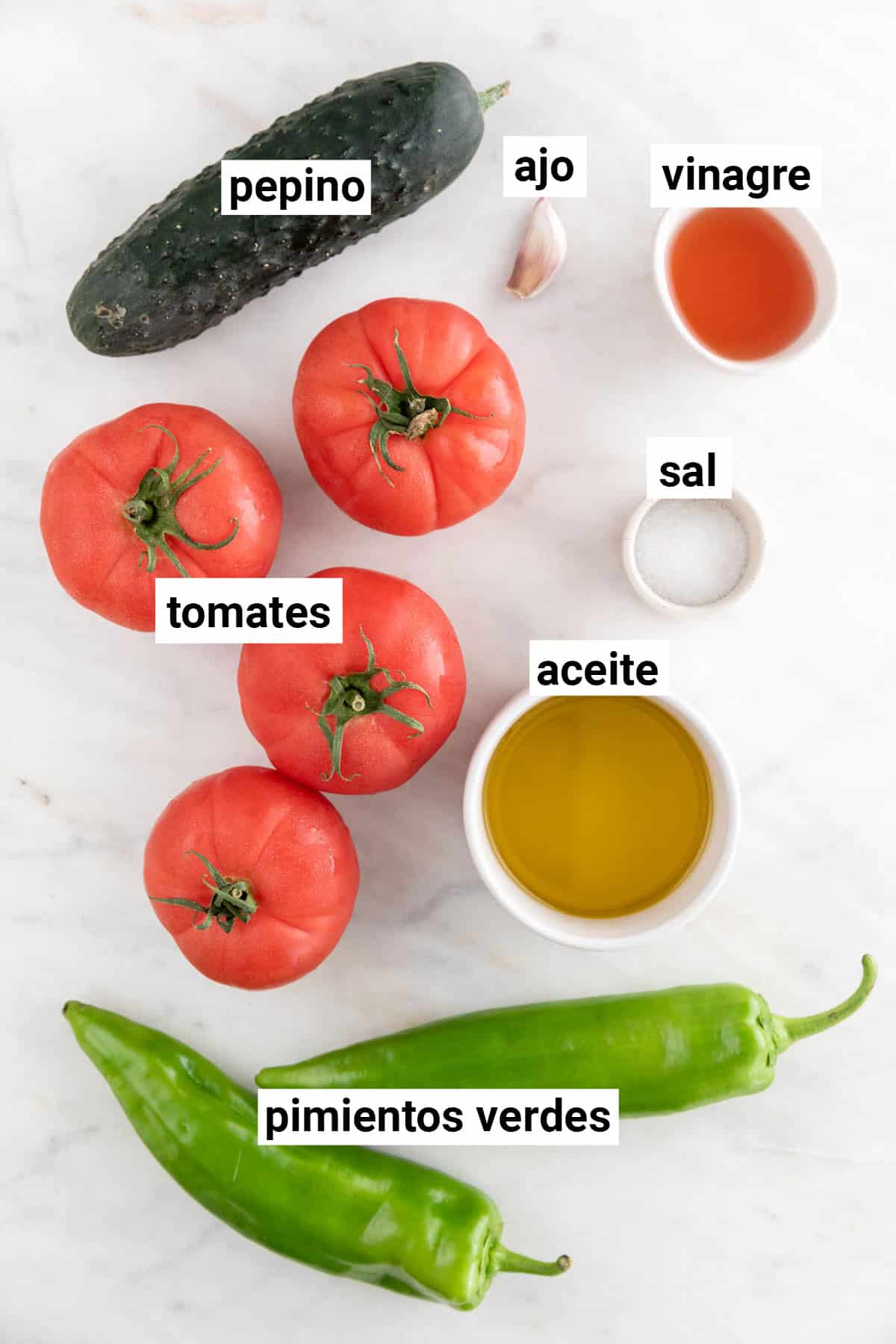 Ingredientes para hacer gazpacho.