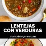 Boles de lentejas con verduras con pan de fondo.