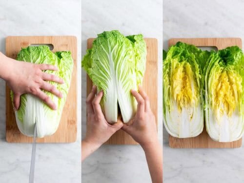 Tríptico sobre cómo trocear la col por la mitad
