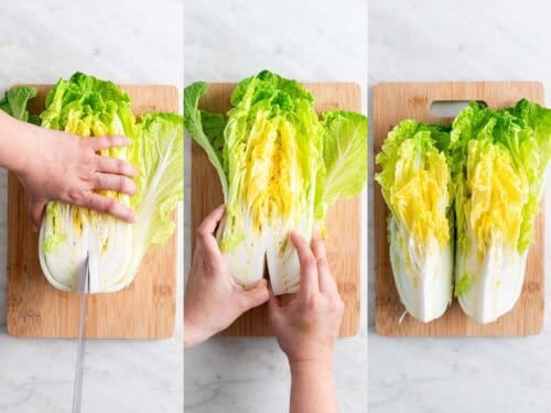 Tríptico sobre como trocear la col en cuartos