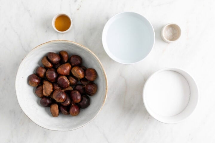 Ingredientes para hacer castañas.