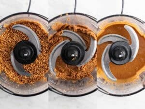 Proceso de elaboración de la crema de avellanas en un procesador de alimentos.