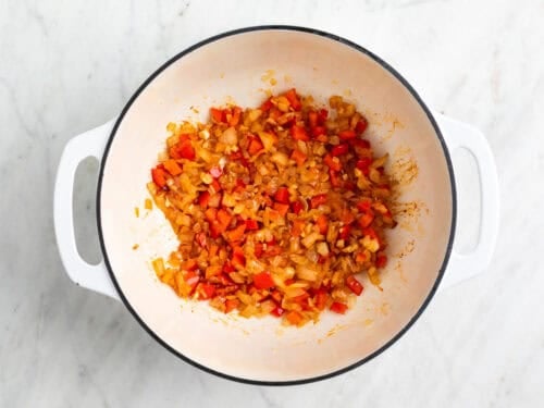 Verduras salteadas con pimentón.