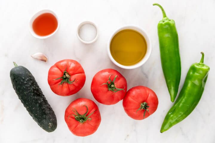 Ingredientes para hacer gazpacho andaluz