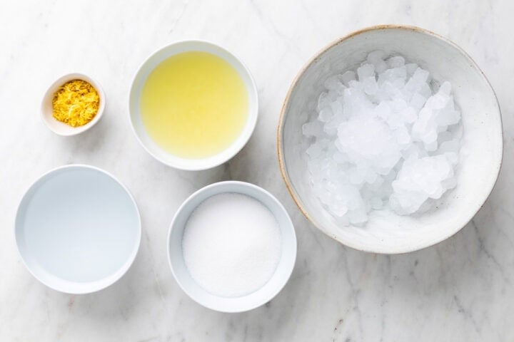 Ingredientes para hacer granizado de limón