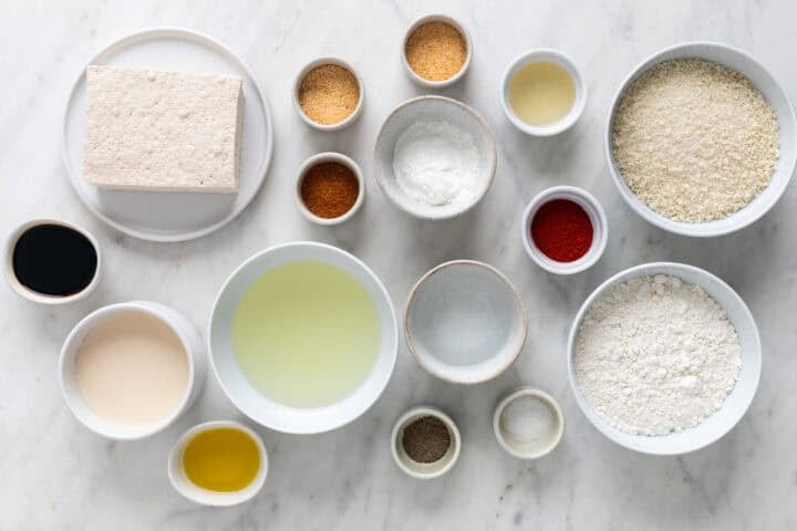 Ingredientes para hacer nuggets veganos de tofu