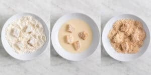 Tríptico sobre cómo rebozar el tofu