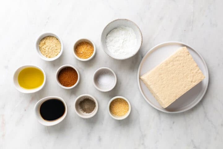 Ingredientes para hacer tofu estilo pollo