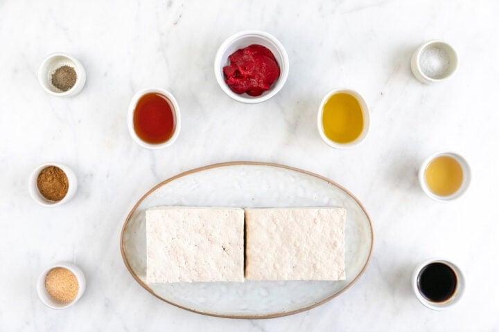 Ingredientes para hacer filetes de tofu