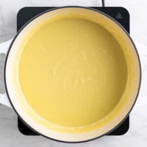 Crema de puerros triturada