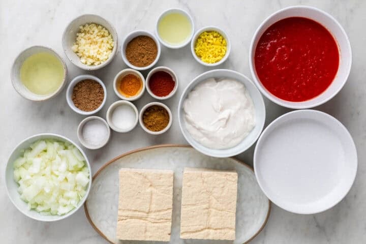 Ingredientes para hacer tofu tikka masala